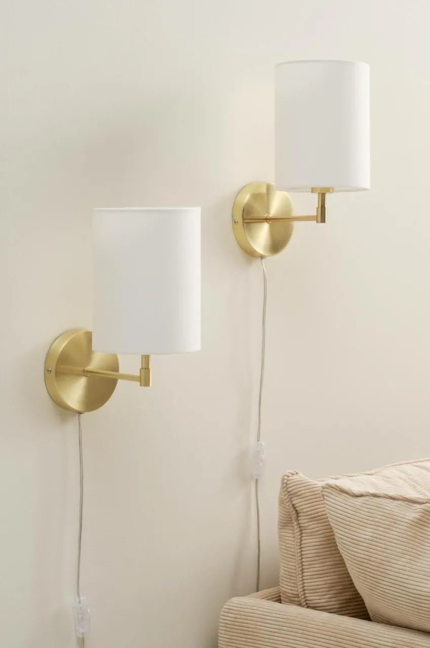 Vägglampor|Jotex SETH Vägglampa 2-pack Vit/mässing