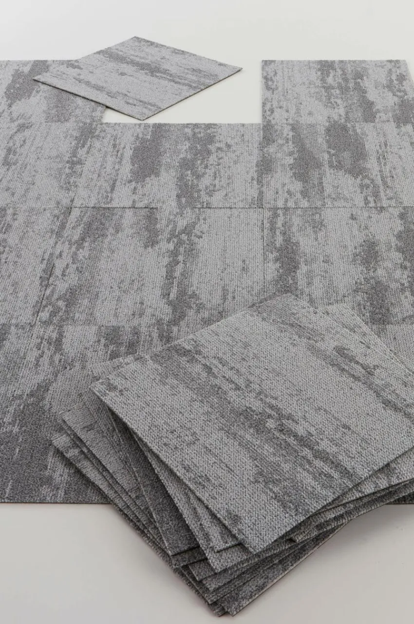 Trappstegsmattor|Dörrmattor|Jotex SHORELINE Textilplatta Heltäckningsmatta 20-pack Grå