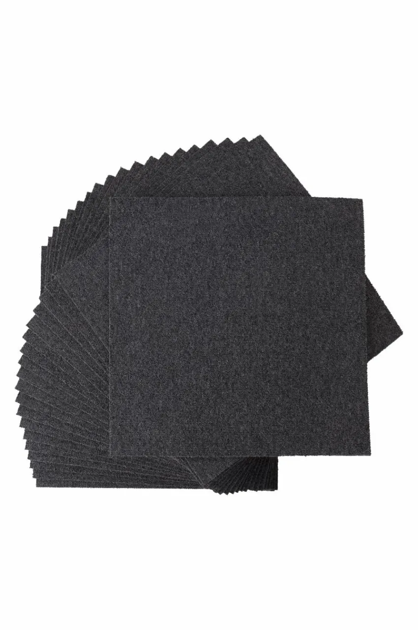 Trappstegsmattor|Dörrmattor|Jotex SIERRA TILE Textilplatta Heltäckningsmatta 20-pack Mörkgrå