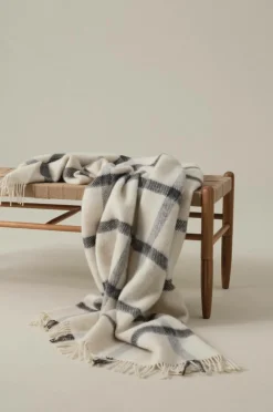 Plädar & Filtar|Jotex SIRI Ullpläd Naturvit/svart