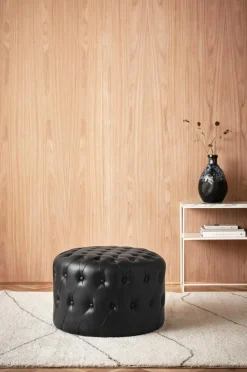 Sittpuffar|Jotex SKENE Sittpuff ø 60 Cm Svart konstskinn