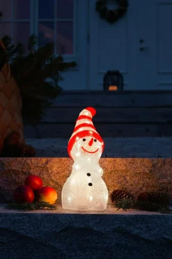 Utebelysning|Utebelysning|Jotex Snögubbe LED Höjd 32 Cm Klar/röd