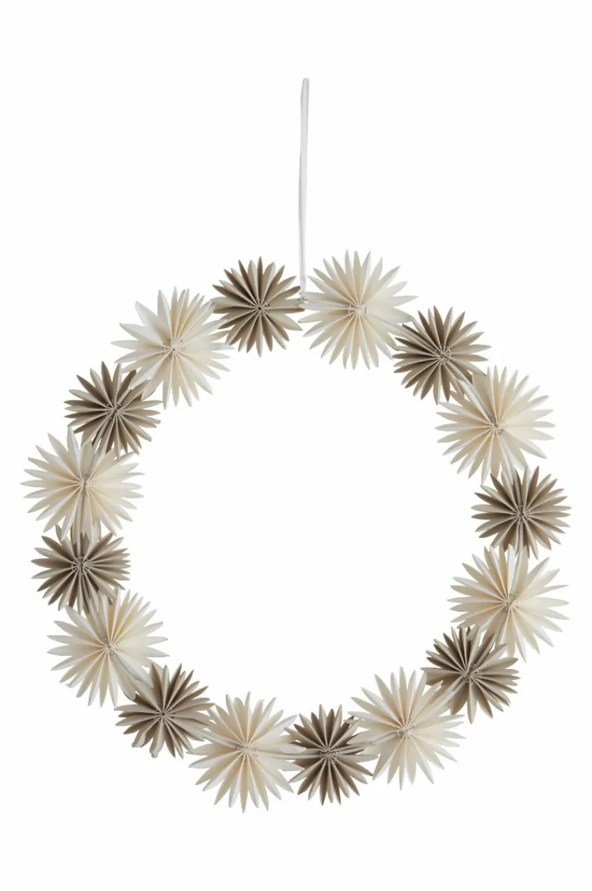Juldekoration|Jotex SNOWSTARS Krans Naturvit/beige