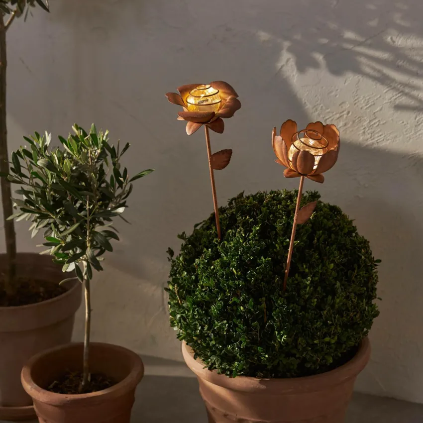 Utebelysning|Utebelysning|Jotex Solcellsdekoration Oxida Blomma 2-p Brun