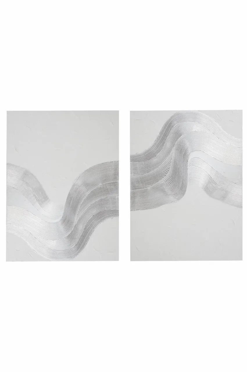 Posters & Tavlor|Jotex SWIRL Canvastavla 2-pack 90x120 Cm Vit/silver