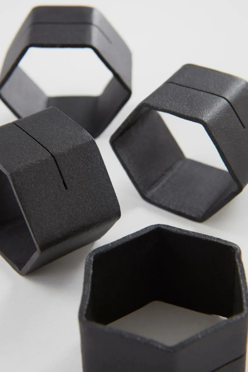 Kökstillbehör|Jotex TERRA Servettring Med Placeringskortshållare 4-pack Black