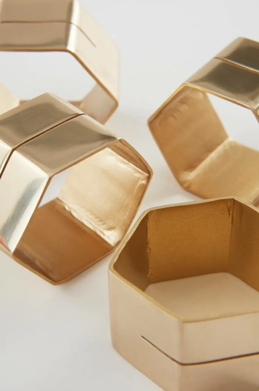 Kökstillbehör|Jotex TERRA Servettring Med Placeringskortshållare 4-pack Guld