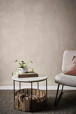 Hundbädd/Kattbädd|Bord|Jotex TREVI Sidobord/djurbädd ø 51 Cm Vit marmor/jute
