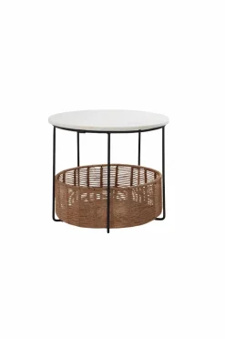 Hundbädd/Kattbädd|Bord|Jotex TREVI Sidobord/djurbädd ø 51 Cm Vit marmor/jute
