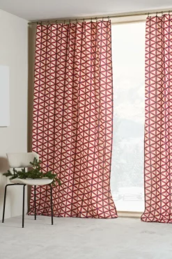 Julgardiner|Multifunktionsgardiner|Jotex VALERIA Multifunktionsgardin 2-pack Röd/beige
