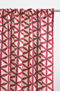 Julgardiner|Multifunktionsgardiner|Jotex VALERIA Multifunktionsgardin 2-pack Röd/beige