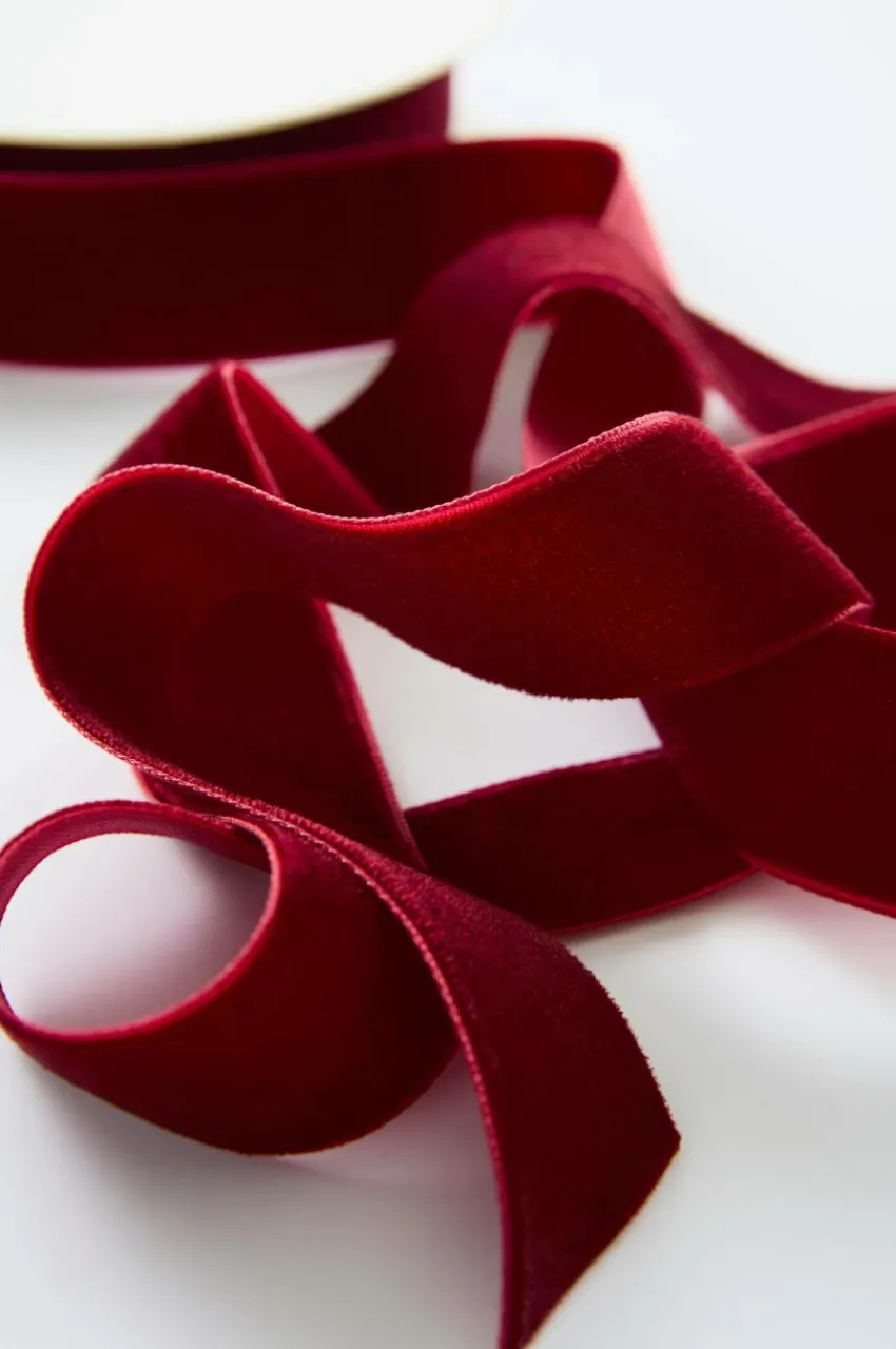 Presentpapper & Snöre|Jotex VELVETY Sammetsband Vinröd