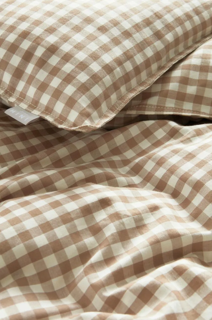 Barnsängkläder|Jotex VERMONT BABY Påslakanset Vagn/vagga - Ekologisk Brun/vit rutig