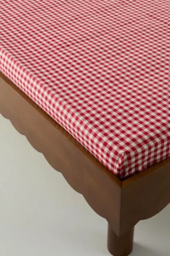 Barnsängkläder|Jotex VERMONT MINI Dra-på-lakan Ekologisk Röd/creme