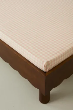 Barnsängkläder|Jotex VERMONT MINI Dra-på-lakan Ekologisk Rosa/creme