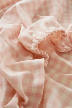 Barnsängkläder|Jotex VERMONT MINI Dra-på-lakan Ekologisk Rosa/creme