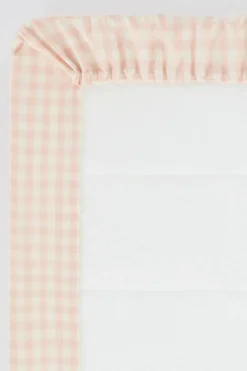 Barnsängkläder|Jotex VERMONT MINI Dra-på-lakan Ekologisk Rosa/creme