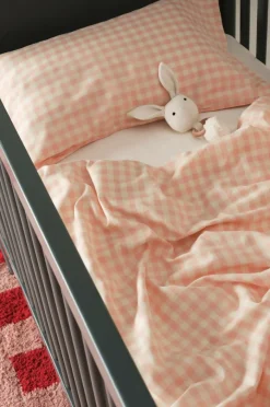 Barnsängkläder|Jotex VERMONT MINI Påslakanset Spjälsäng - Ekologisk Rosa/creme
