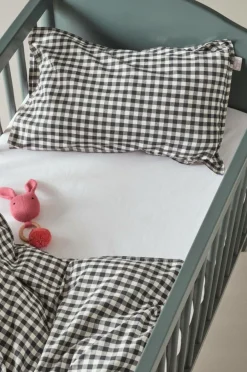 Barnsängkläder|Jotex VERMONT MINI örngott 55x35 Cm - Ekologisk Svart/vit rutig