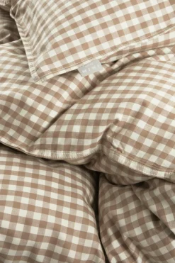 Påslakanset|Jotex VERMONT Påslakanset Enkelsäng - Ekologisk Brun/vit rutig