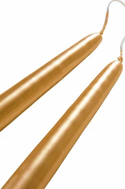 Ljus|Juldekoration|Jotex VICKAN METALLIC Antikljus 2-pack - Höjd 35 Cm Senapsgul