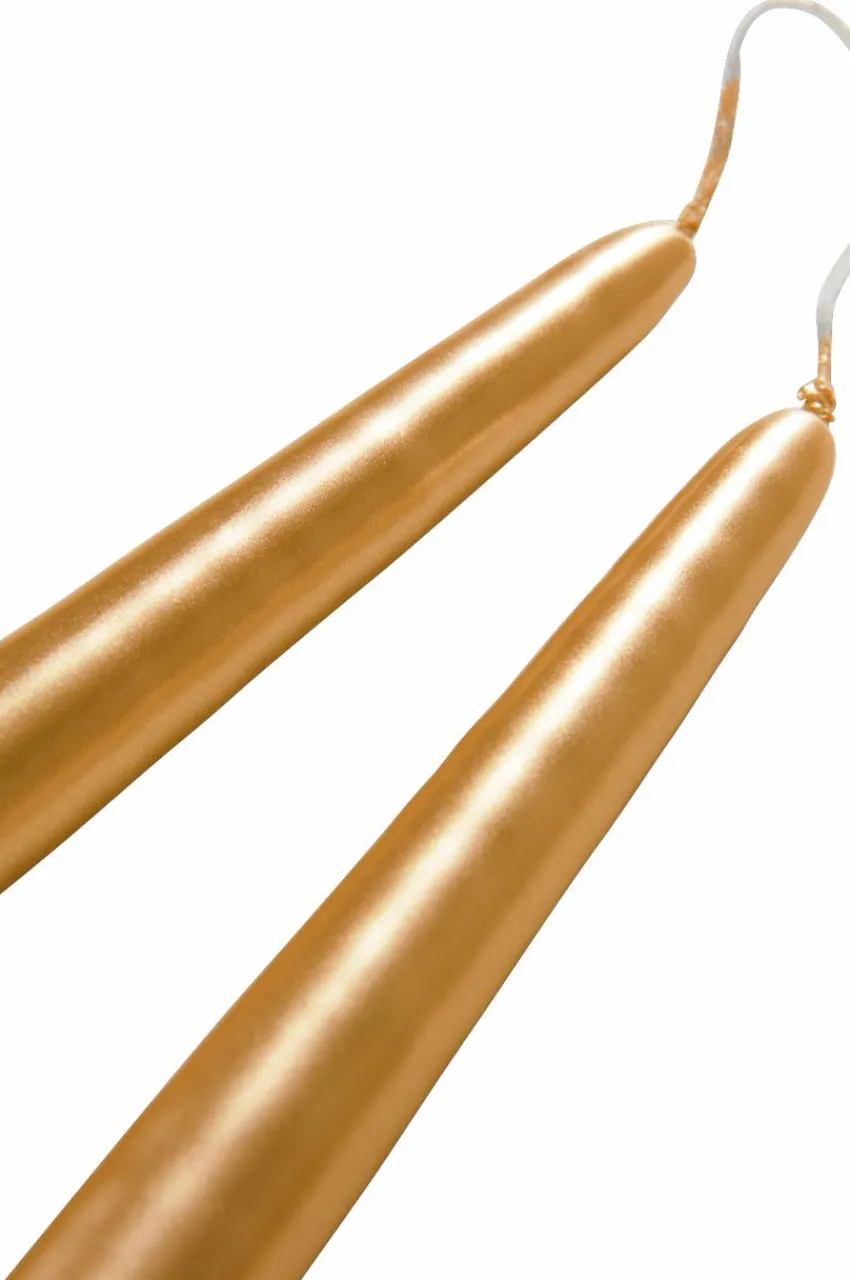 Ljus|Juldekoration|Jotex VICKAN METALLIC Antikljus 2-pack - Höjd 35 Cm Senapsgul