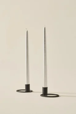 Ljus|Juldekoration|Jotex VICKAN METALLIC Antikljus 2-pack - Höjd 35 Cm Silver