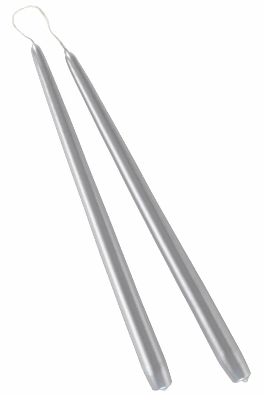 Ljus|Juldekoration|Jotex VICKAN METALLIC Antikljus 2-pack - Höjd 35 Cm Silver