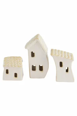 Juldekoration|Jotex VILLAGE Dekorationshus 3-pack Naturvit