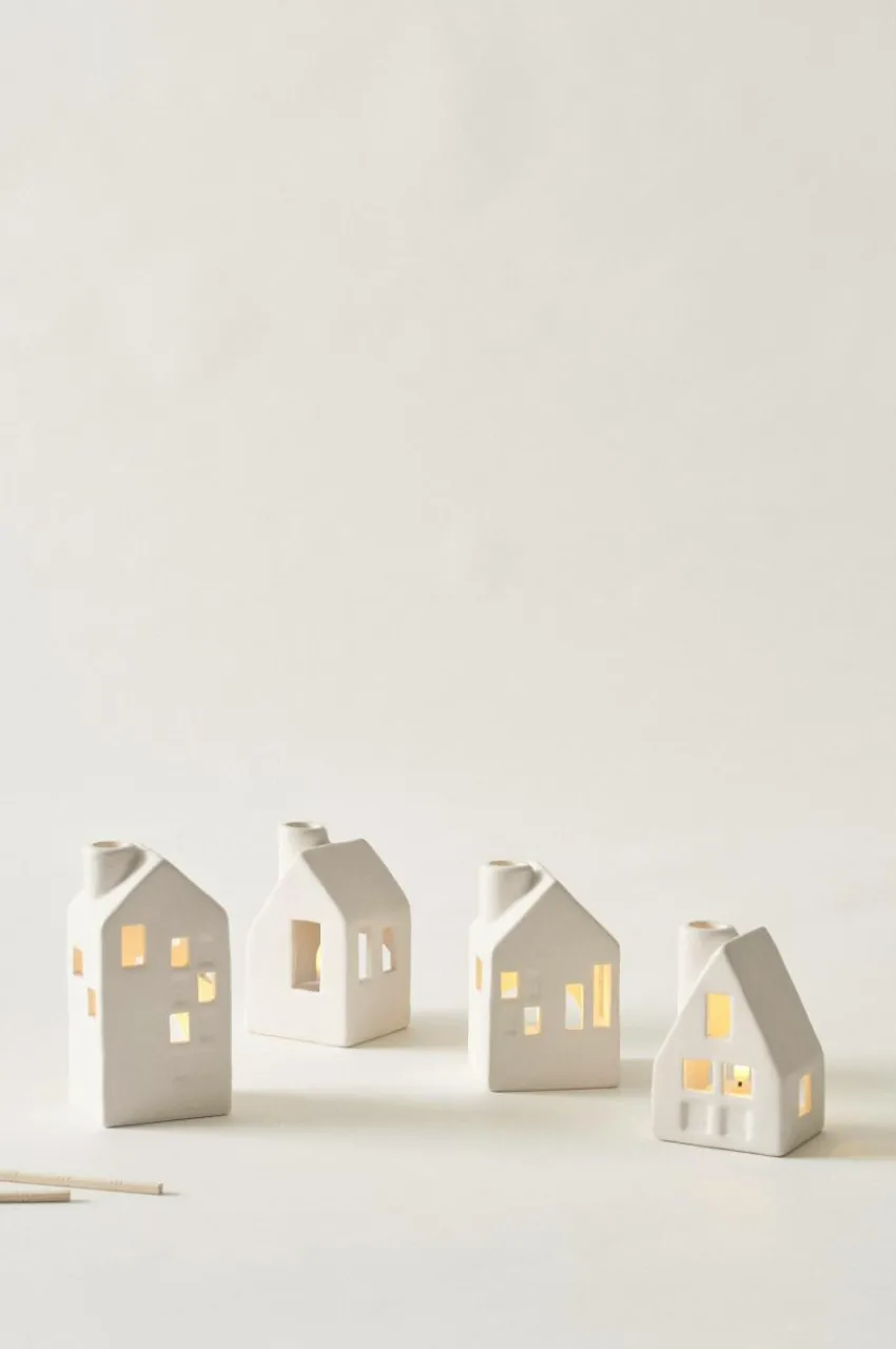 Ljuslyktor|Jotex VILLAGE Ljuslykta 4-pack Vit
