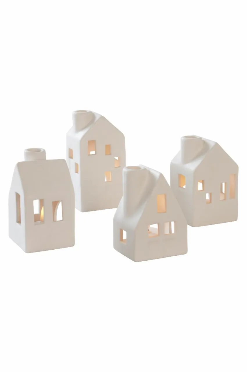 Ljuslyktor|Jotex VILLAGE Ljuslykta 4-pack Vit
