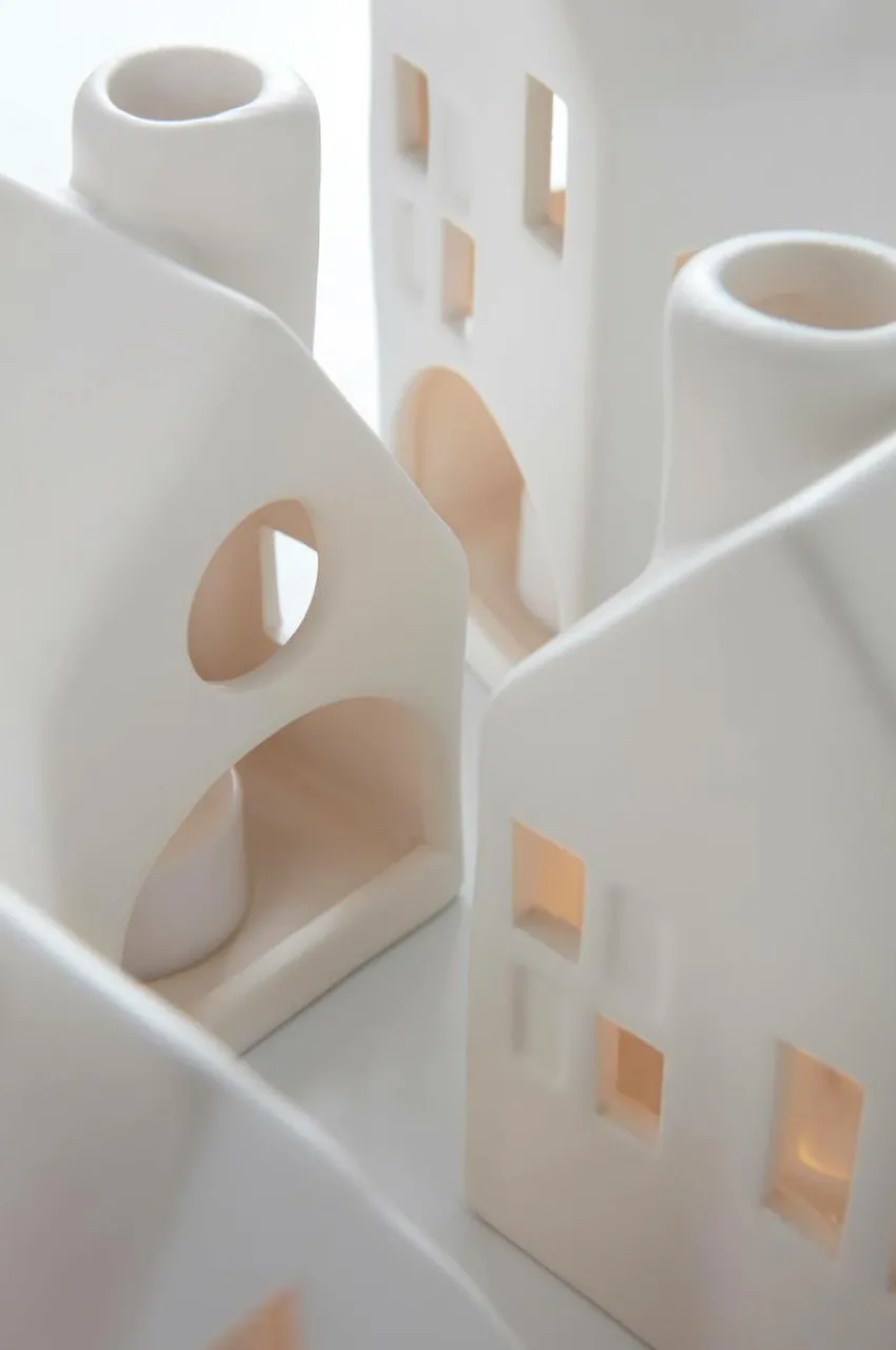 Ljuslyktor|Jotex VILLAGE Ljuslykta 4-pack Vit