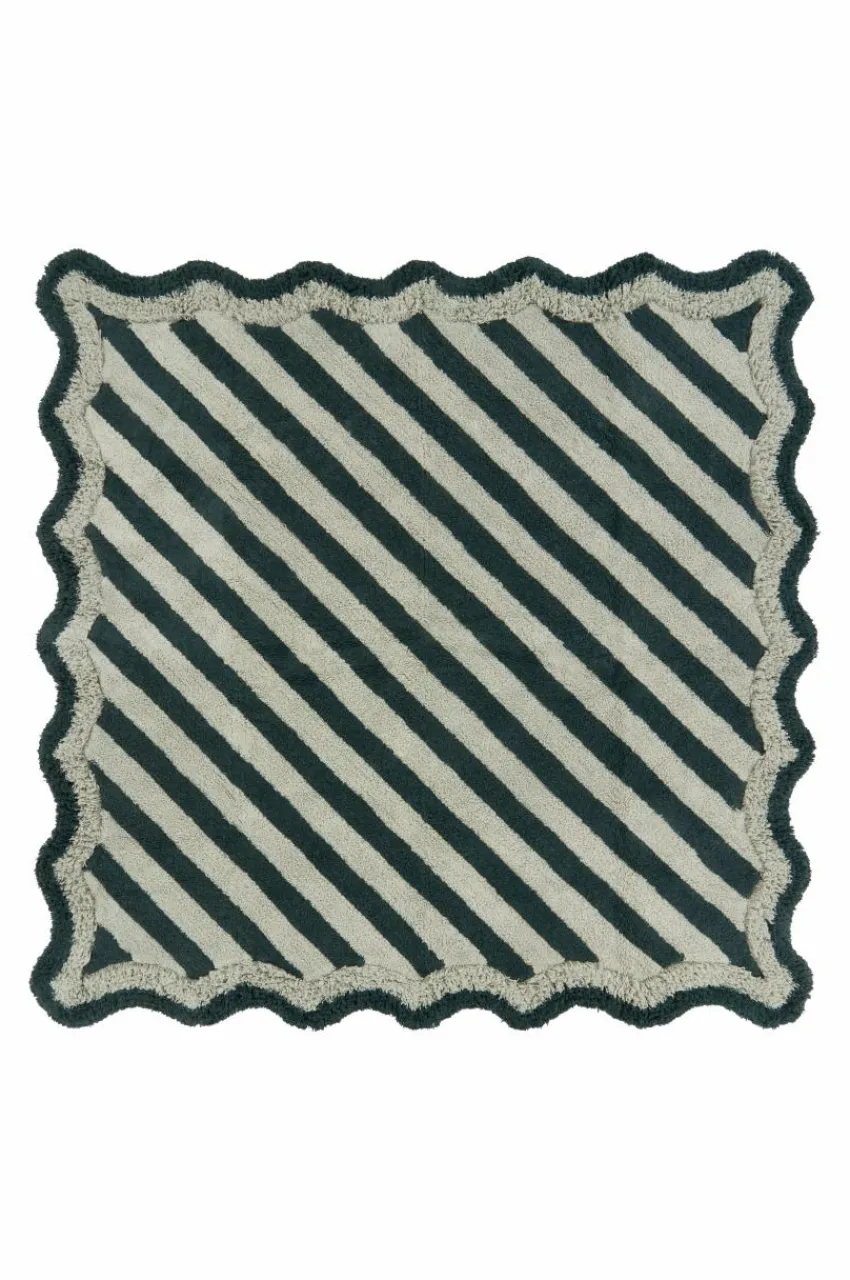 Bomulls- & Trasmattor|Jotex VIOLETA Kvadratisk Bomullsmatta 250x250 Cm Mint/mörkgrön