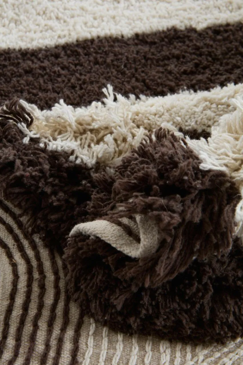 Bomulls- & Trasmattor|Barnmattor|Jotex VIOLETA MINI Fyrkantig Bomullsmatta 130x130 Cm Brun/naturvit