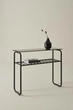 Bord|Jotex WALLE Sideboard 32x100 Cm Svart/grått glas