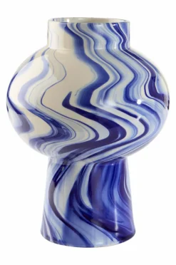 Vaser|Jotex WAVE Vas Höjd 29,5 Cm Blå/vit