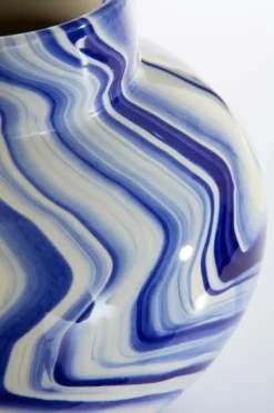 Vaser|Jotex WAVE Vas Höjd 29,5 Cm Blå/vit