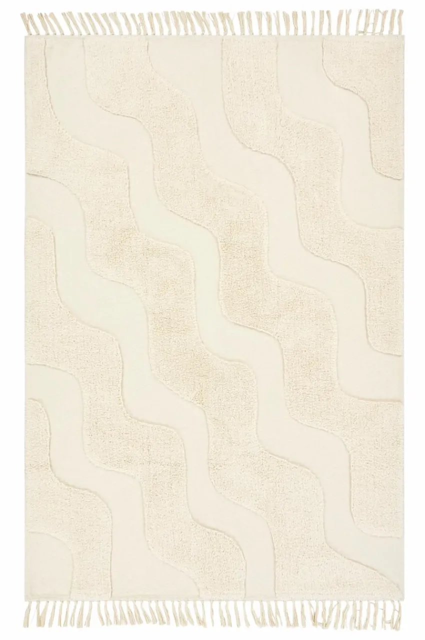 Bomulls- & Trasmattor|Barnmattor|Jotex WAVING Bomullsmatta Ekologisk 130x190 Cm Naturvit