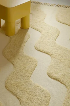 Bomulls- & Trasmattor|Barnmattor|Jotex WAVING Bomullsmatta Ekologisk 130x190 Cm Ljus banangul