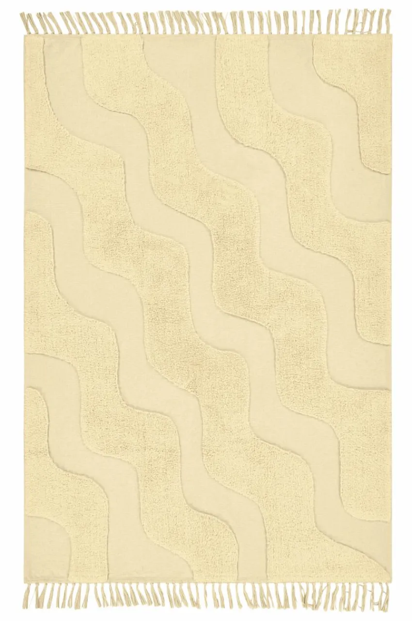 Bomulls- & Trasmattor|Barnmattor|Jotex WAVING Bomullsmatta Ekologisk 130x190 Cm Ljus banangul