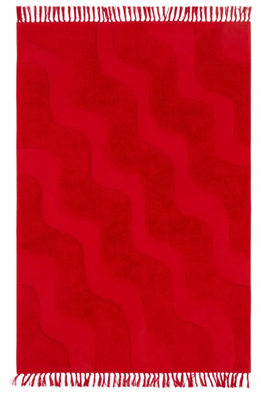 Bomulls- & Trasmattor|Barnmattor|Jotex WAVING Bomullsmatta Ekologisk 130x190 Cm Klarröd