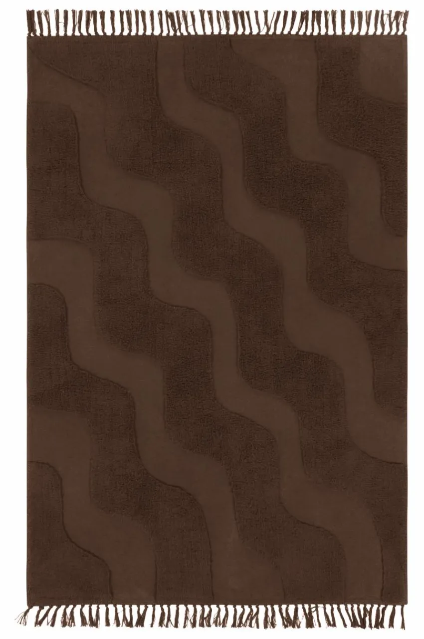 Bomulls- & Trasmattor|Barnmattor|Jotex WAVING Bomullsmatta Ekologisk 130x190 Cm Chokladbrun
