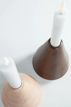 Julbelysning|Juldekoration|Jotex WOODY Ljustake 2-pack Ljusbrun/mörkbrun