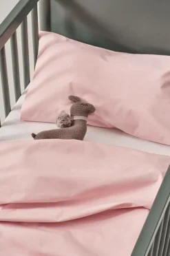 Barnsängkläder|Jotex ZACK PERCALE MINI Påslakanset Spjälsäng - Ekologisk Puderrosa
