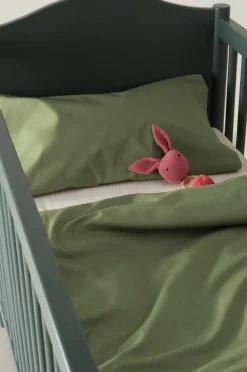 Barnsängkläder|Jotex ZACK PERCALE MINI Påslakanset Spjälsäng - Ekologisk Khaki