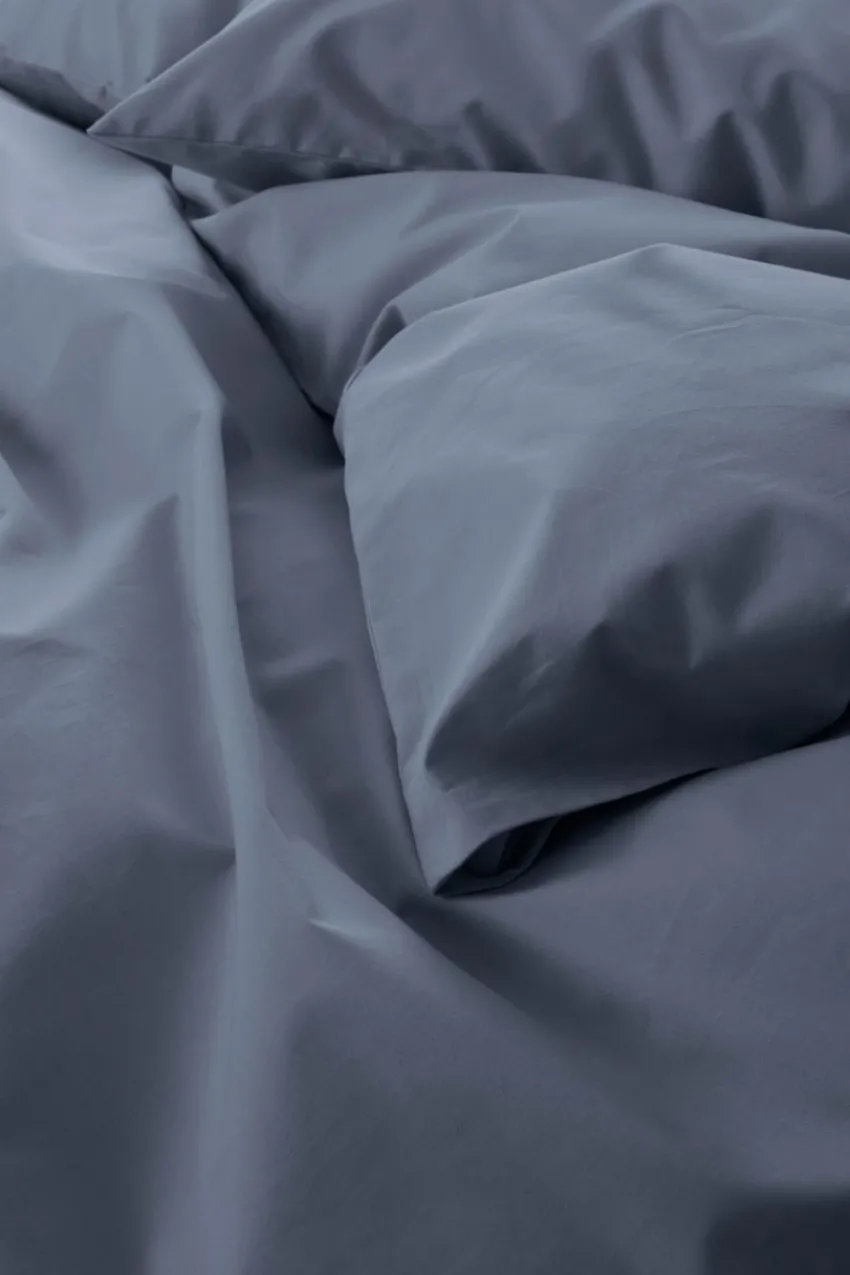 Påslakanset|Jotex ZACK PERCALE Påslakanset Enkelsäng - Ekologisk Åskblå